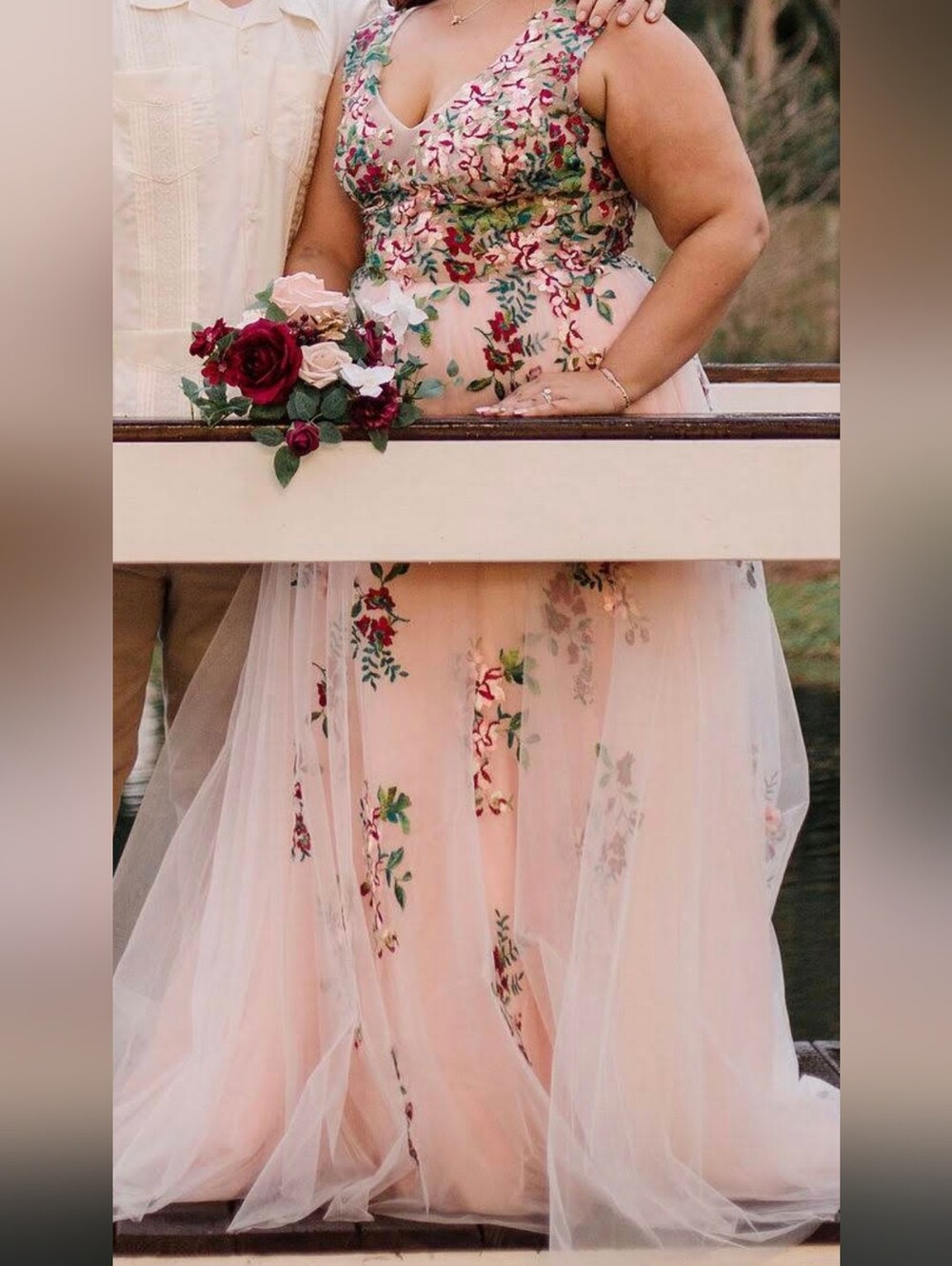 Bridalsew Wedding or Prom Dress Gown Formal A-line Unique Design Applique